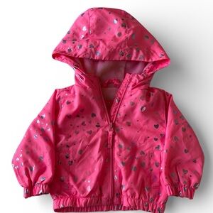 Pink Platinum Toddler Jacket 12M Pink Heart Print Hooded Soft-Lined Zip Up Coat